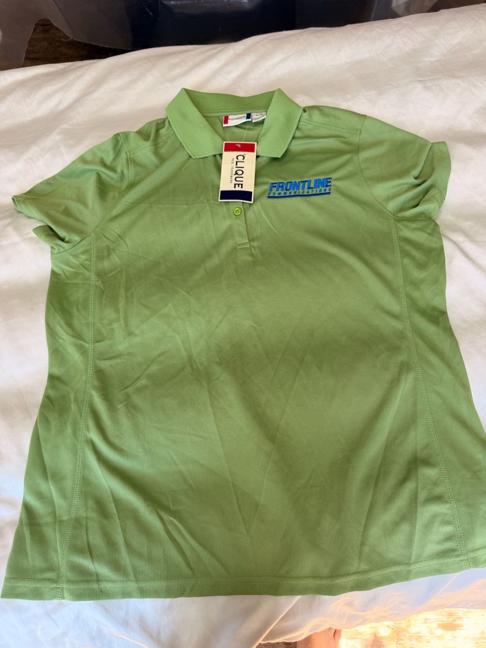 Frontline Branded Light Green Polo Shirt by Clique XL